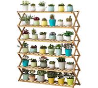 Multi-Layer Metal Flower Display Stand with Bucket6-Tier Indoor Plant Shelf & Corner RackFreestanding Flower Pot Holder for Home & Garden Decor