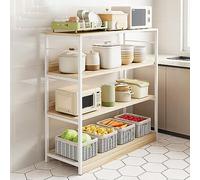 Multi-Layer Microwave Stand & Kitchen Storage Shelf 4-Tier Maple Cherry Wood Rack High Capacity Functional Pot & Oven nizer 80x35x100cm