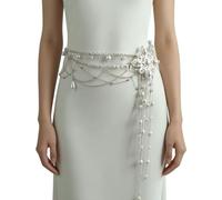 Multi Layer Pearls Alloy Waist Chain with Beaded Tassels for Women Enhancing Figure At Beach Dates Shining Crystal Tassels Adjustable Body Jewelry for Women Ideal for Travel and Weddings