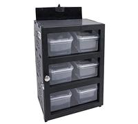 Multi-Layer Reptile Drawer Enclosure: Stackable Breeding Terrarium with Removable Dividers for Arboreal/Terrestrial Pets (Snake, Scorpion, Gecko),Black,38W Heating Mat