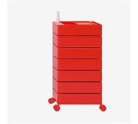 Multi-Layer Rolling Storage Cart, 360° Rotating Cabinet, Red Cosmetic with Drawers, Seven-Tier Bedside Table, Mobile Shelving Unit for Home & Office
