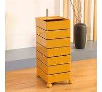 Multi-Layer Rolling Storage Cart, 360° Rotating Cosmetic with Drawers, Yellow Seven-Layer Bedside Cabinet, Mobile Utility Trolley for Home & Office