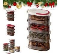 Multi-layer Sealed Spice Organizer, Stackable Spice Storage Box, Leakproof Travel Food Containers and Camping Spices Kit, For Seasoning, Cereal, Coffee Beans, With Easy Lock Lids(White-Four layer)
