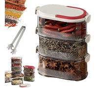Multi-Layer Sealed Spice Organizer, Stackable Spice Storage Box, Seasoning Storage Box, Spice and Seasonings Rack Organizers, with Easy Lock Lids, for Seasoning, Cereal, Coffee Beans (white, 3Layers)