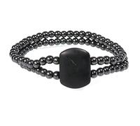 Multi-layer Shungite Stone Hematite Beaded Bracelet Magnetic EMF Protection Shungite Jewelry Stretch Bracelet (M 6.5 in)