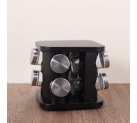 Multi-Layer Stainless Steel Rotating seasonings Rack Nordic Kitchen Special 360 Degree Turntable seasonings Storage Rack Wholesale Square Black Spice Rack [8 Spice Bottles]
