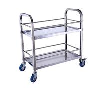 Multi-Layer Stainless Steel Serving Cart with 2 Locking Wheels - Kitchen Trolley Catering Storage Shelf for Hotel Restaurant Home & Hospital - Mobile 75x40x83.5cm