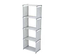 Multi Layer Standing Bookcase, Storage Shelf Rack with Adjustable Shelves, Home Organizer for Living Room Bedroom Office, Modern Bookshelf with Non - Woven Fabric and Reinforced St (Grey)