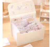 Multi-Layer Sticker Binder with 7 Expandable Pockets, Large Capacity Sticker Organizer Storage Binder with Labels for Album Washi Tape Scrapbook Essentials & Journal Organizer (Beige)