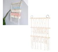 Multi Layer Stuffed Animal Net, Wall Hanging Stuffed Animal Holder, Plush Toy Display with Wooden Stick Mesh Plush Toy Organizer for Books Dolls Towels (Double Layer)