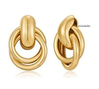 Multi layer twisted ring geometric earrings, copper heavy-duty wrapped earrings, European and American light luxury accessories, workplace commuting, minimalist style, daily dressing and gift giving