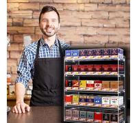 Multi-Layer Wall Mounted Cigarette Display Rack - Acrylic Automatic Pushers 2-6 Layer Showcase for Retail Shops Size: 38x10x56cm Ideal for Cigarette Merchandising