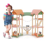 Multi-Layer Wooden Dollhouse Versatile Kids Playhouse Toy-Pink