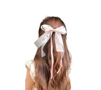 Multi-Layered Bow Hair Clips French Hair Barrettes Satin Hair Ribbon Bows Clips for Women (Pink White)