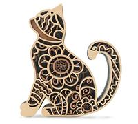 Multi-Layered Cat Decor, Farmhouse Wooden Cat Craft 4 Layer Rustic Kitten Self-Standing Statue Desktop Shelf Tier Tray Display Cat Lovers Gift 6''