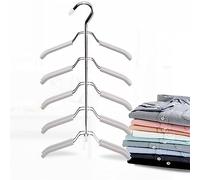 Multi Layers Clothes Hangers,5 in 1 Clothes Hangers,Multifunctional Non-Slip 5 Layer Wardrobe Shirt Hanger,Space Saving Storage Hanger,Multi Hangers for Jacket Coat Sweater Trousers Shirt T-Shirt