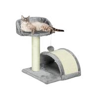 Multi-Level Cat Climbing Tower with Ladder - Stable Cat Tree & Scratch Post - Indoor Pet Activity Center - Furniture Play House for Kitty & Kitten (Grey - 35 * 35 * 44cm)