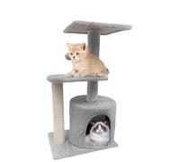 Multi-Level Cat Climbing Tower with Ladder - Stable Cat Tree & Scratch Post - Indoor Pet Activity Center - Furniture Play House for Kitty & Kitten (Grey - 40 * 30 * 70cm)