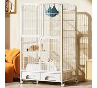 Multi-Level Cat Enclosure with Integrated Litter Box and Hammock for Indoor Kittens