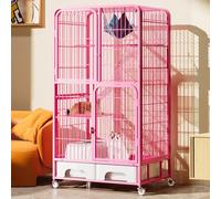 Multi-Level Cat Enclosure with Integrated Litter Box and Hammock for Indoor Kittens