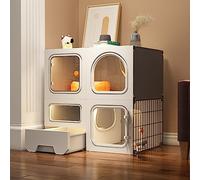 Multi-Level Cat Enclosure with Integrated Litter Box - Stress-Free Playpen for Kittens - Easy No-Tools Assembly for Indoor Use