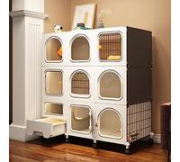 Multi-Level Cat Enclosure with Integrated Litter Box - Stress-Free Playpen for Kittens - Easy No-Tools Assembly for Indoor Use