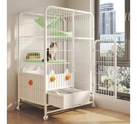 Multi-Level Cat Enclosure with Playpen Features, Includes Litter Box, Hammock, and Ramp Ladders for Indoor Small Animal Safety and Fun