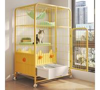 Multi-Level Cat Enclosure with Playpen Features, Includes Litter Box, Hammock, and Ramp Ladders for Indoor Small Animal Safety and Fun