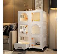 Multi-Level Cat Enclosure with Removable Playpen and Litter Box for Indoor Use