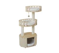 Multi-Level Cat Furniture, Tree with Sisal Scratching Posts Spacious | Cozy Cat Beds or Hidden Cat Condo(White)