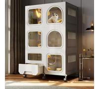 Multi-Level Cat House with Litter Box - Space-Saving Indoor Playpen for 1-3 Active Cats, Easy Assembly, Fun & Cozy Cat Furniture, Perfect for Feline Play & Relaxation