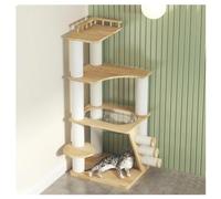 Multi-Level Cat Tree and Oversized Space Pod Rubberwood Frame with Sisal Scratching Posts Cat Tower With Stairs Wide Expanded Platforms Reinforced Base for Multi-Cat Households