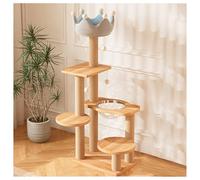 Multi-Level Cat Tree with Crown Bed Wooden Cat Tower H150cm (59.1") Features Sisal Scratching Posts Space Pod Elevated Platform Hanging Toys Reinforced Base with Rounded Edges