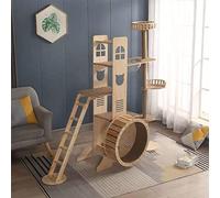 Multi-Level Cat Tree with Scratching Posts, Condos, and Quiet Wheel Treadmill for Multi-Cat Households