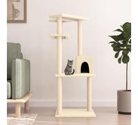 Multi-Level Cat Tree with Sisal Scratching Posts, Cream Plush Cat Tower, 55x47.5x123 cm Cat Furniture for Indoor Cats, Play & Relax