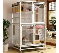 Multi-Level Cat Villa with Brakes, Large Indoor Exercise Kennel, Sturdy Metal Frame Pet Condo for 1-2 Cats, Easy Assembly Double Door Enclosure