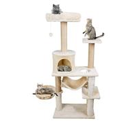 Multi-Level Faux Fur Cat Tree 54 in. with Luxury Condo, Removable Hammock, Natural Sisal Scratch Post, Bolstered Top Perch for Kittens, Cats and Pets, Cat Tower,Beige (Beige)