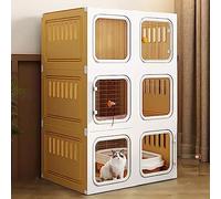 Multi-Level Pet Enclosure with Built-In Accessories for Indoor Cats and Small Animals