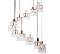 Multi Light Ceiling Pendant 12 Bulb Chrome & Crystal Chandelier Height Drop Lamp