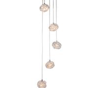 Multi Light Ceiling Pendant 5 Bulb Chrome & Crystal Glass Chandelier Height Lamp