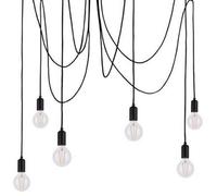 Multi Light Ceiling Pendant 6 Bulb Matt Black Industrial Adjustable Hang Hook