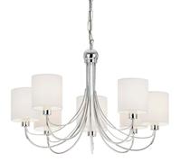 Multi Light Ceiling Pendant 7 Bulb Chrome & White Shade Chandelier Modern Lamp