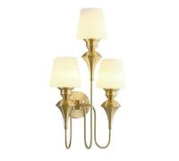 Multi-Lights Glass Lampshade Wall Lamps American All Copper Lamp Body Living Room Wall Sconces E26/E27 Base Three-Color Adjustable Wall Mounted Light for Restaurant Coffee Bard34*59Cm/D/34 * 59Cm