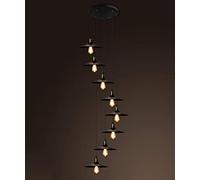 Multi Lights Staircase Creativity Long Chandelier American Country Style Duplex House Spiral Chandelier Modern Minimalist Ceiling Light for Living Room Large Pendant Lights Industrial Style Made in