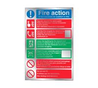 Multi-Lingual Prestige Fire Action Sign - 300mm X 200mm