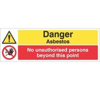 Multi-Message Signs - Danger asbestos No unauthorised persons beyond this point - Self Adhesive Vinyl