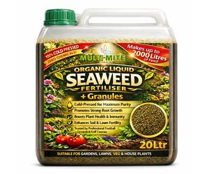 Multi-Mite 20 Ltr Liquid Seaweed + Granules - ORGANIC Concentrate Plant Fertiliser Tomato, Trees Lawn Veg and House Plants Root or Foliar Feed (20 Litres WITH GRANULES)