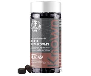 Multi Mushroom Complex Gummies - 2000mg Lions Mane, Reishi, Maitake, Chaga, Cordyceps, Tremella, Blackcurrant-Flavoured Gummies with L-Theanine,