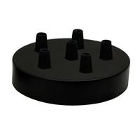 Multi Outlet Black Ceiling Rose Pendant Light Fitting 120mm Metal Round Ceiling Light Fitting Cover Plate Canopy Kit with Accessories for Chandeliers Hanging Lamp (6 Outlet)
