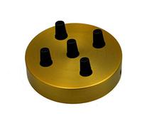 Multi Outlet Ceiling Rose (2-8 point available) Multiple Drop for Swag or Pendant Ceiling Light Fitting Vintage Retro ES E27 Braided Flex Lamp Holder (Yellow Brass Point 5)